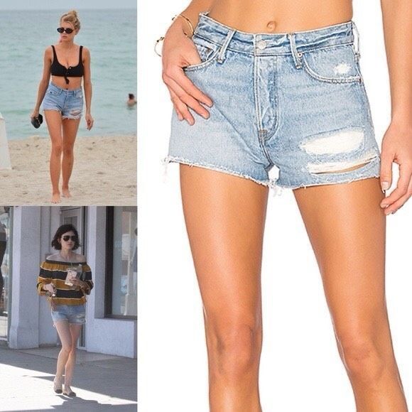 Grlfrnd Cindy Distressed Denim Shorts Size 26 - Picture 1 of 7
